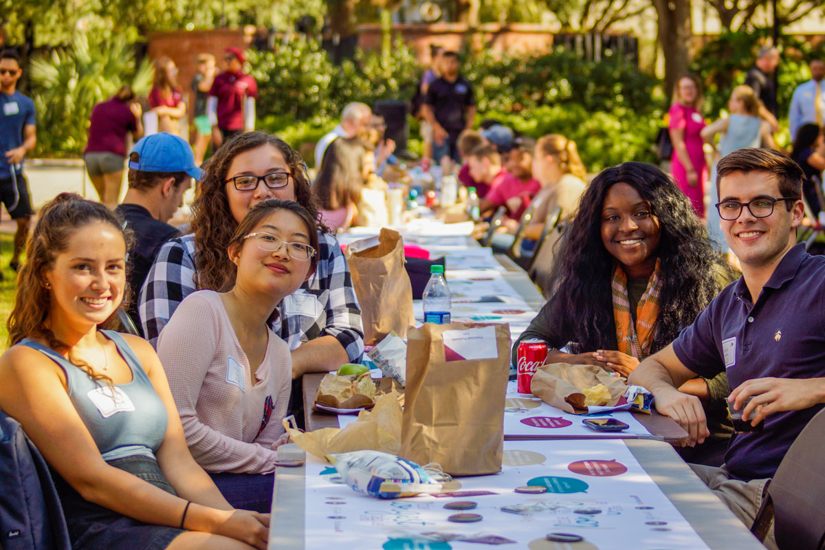 Photo of students participating in The Longest Table @ FSU